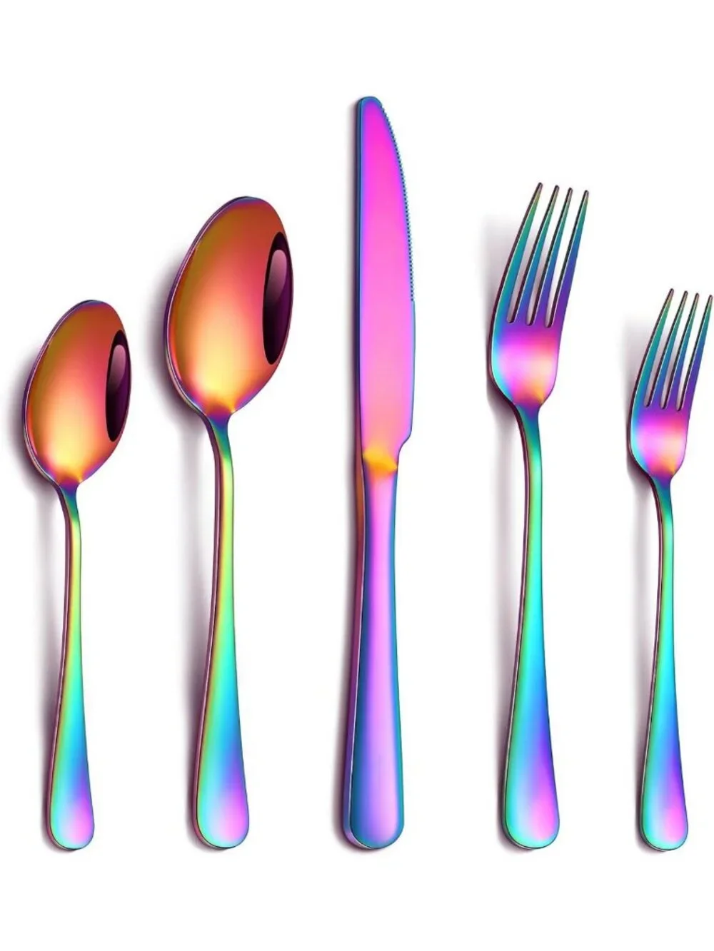 Vibrant 20-Piece Rainbow Stainless Steel Flatware Set for 4 - Colorful Utensils